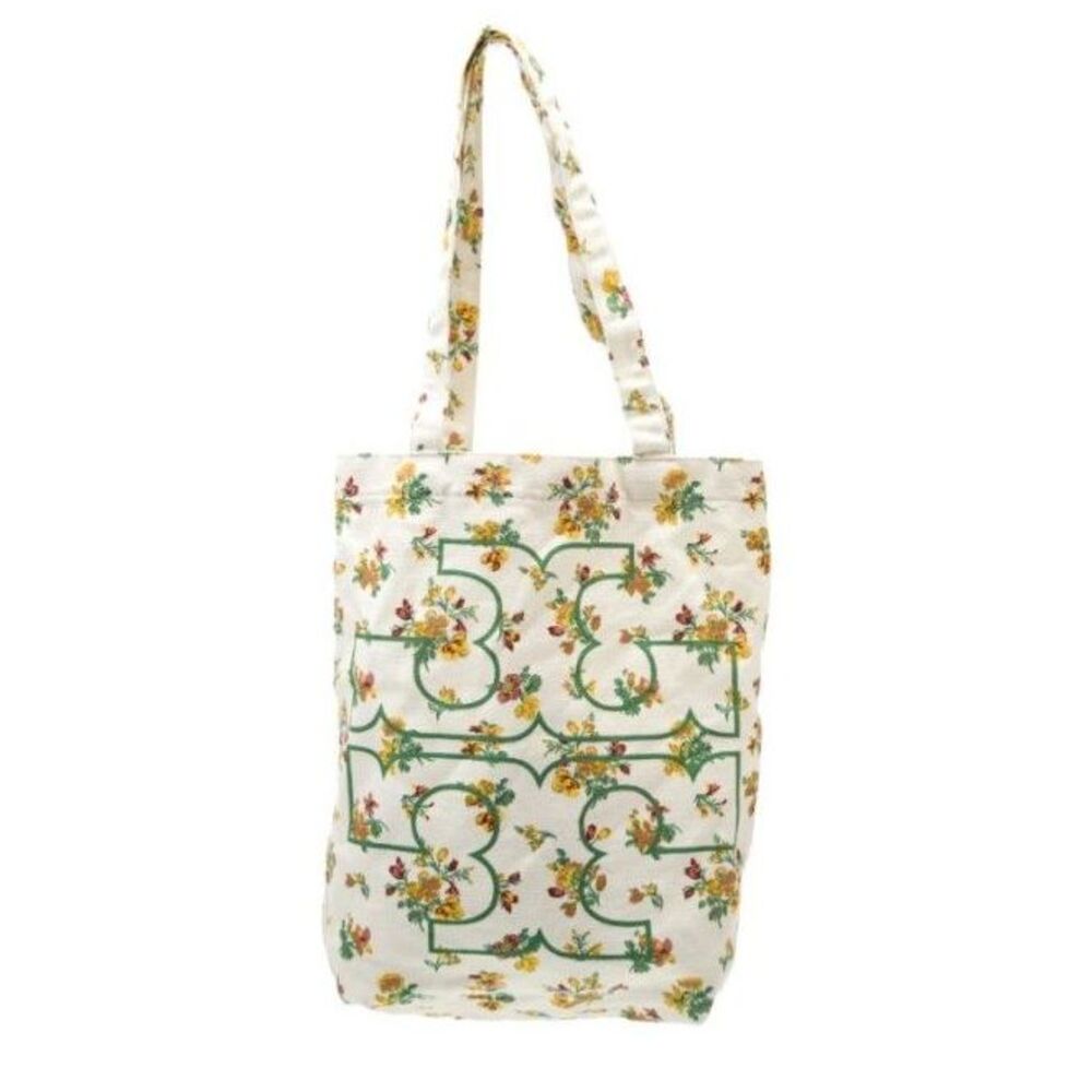 Tory Burch Rare Floral Printed Canvas Tote Bag - Elegant Chic Designer Handbag